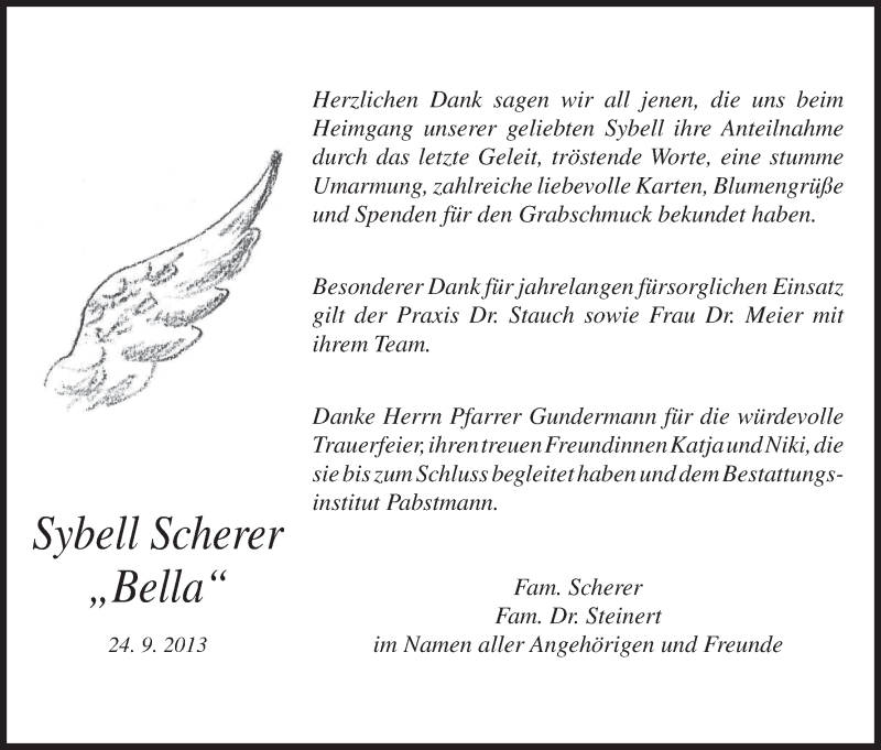  Traueranzeige für Sybell Scherer vom 05.10.2013 aus MGO