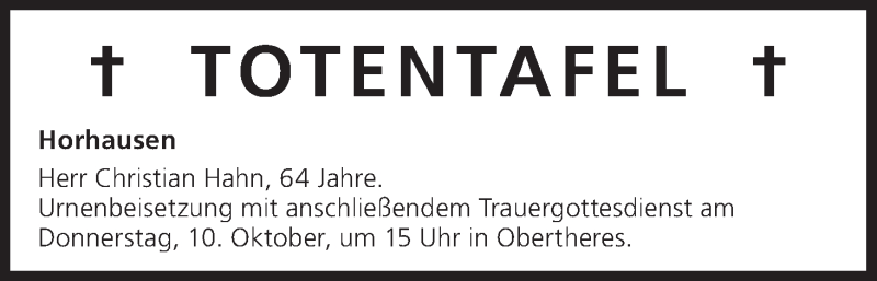  Traueranzeige für Totentafel vom 03.10.2013 vom 03.10.2013 aus MGO