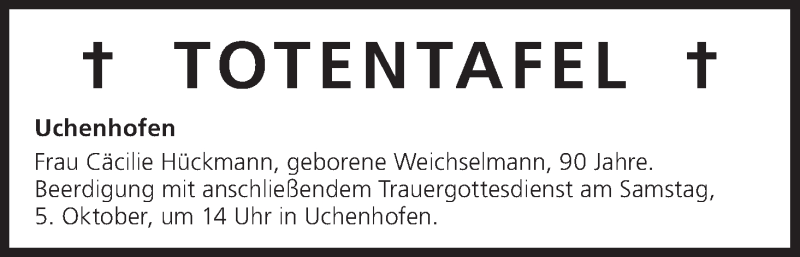  Traueranzeige für Totentafel vom 05.10.2013 vom 05.10.2013 aus MGO