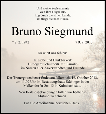 Anzeige von Bruno Siegmund von MGO