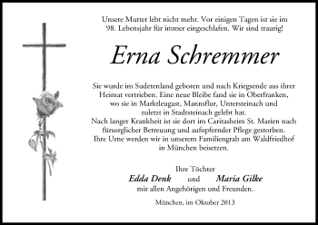 Anzeige von Erna Schremmer von MGO