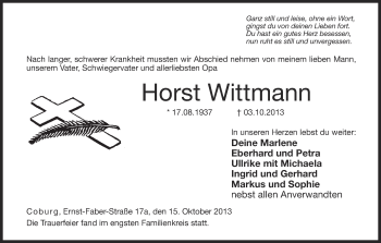 Anzeige von Horst Wittmann von MGO