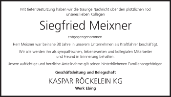 Anzeige von Siegfried Meixner von MGO