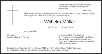 Anzeige von Wilhelm Müller von MGO