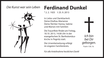 Anzeige von Ferdinand Dunkel von MGO