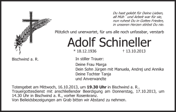 Anzeige von Adolf Schineller von MGO