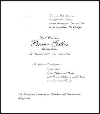 Anzeige von Bruno Galler von MGO