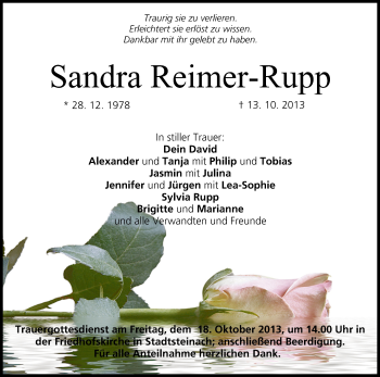 Anzeige von Sandra Reimer-Rupp von MGO