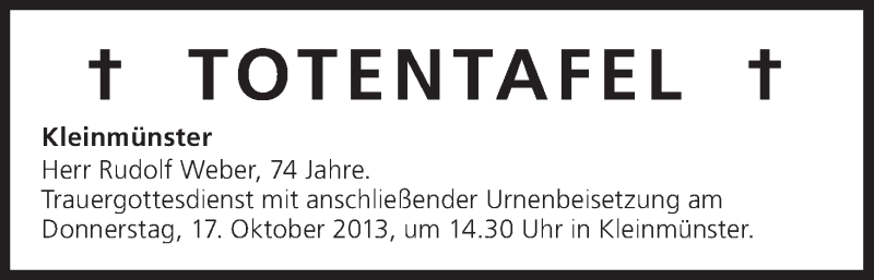  Traueranzeige für Totentafel vom 17.10.2013 vom 17.10.2013 aus MGO