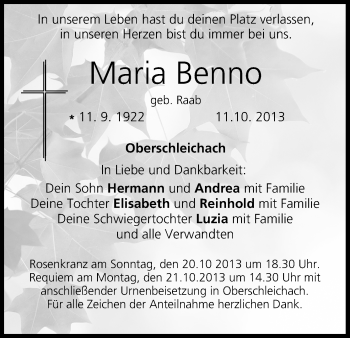 Anzeige von Maria Benno von MGO