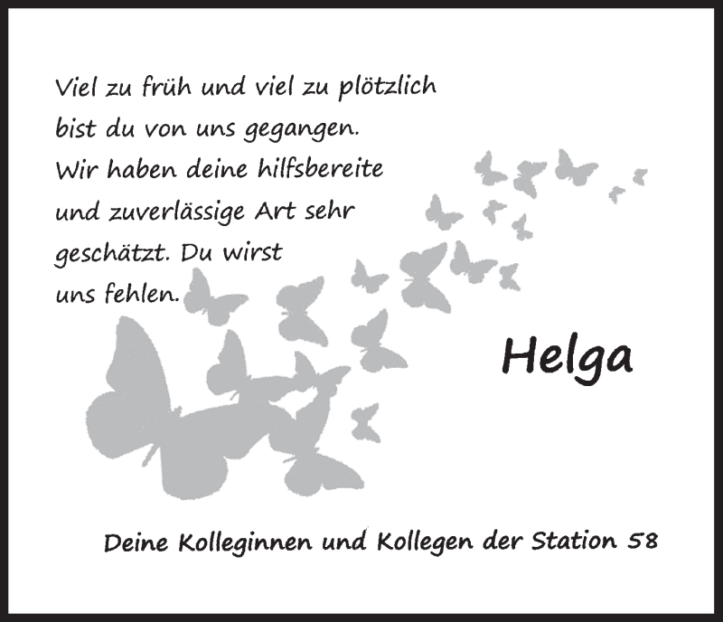  Traueranzeige für Helga  vom 19.10.2013 aus MGO