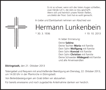 Anzeige von Hermann Lunkenbein von MGO