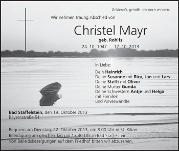 Anzeige von Christel Mayr von MGO