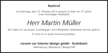Anzeige von Martin Müller von MGO