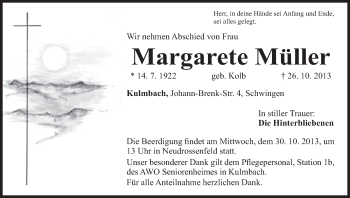 Anzeige von Margarete Müller von MGO