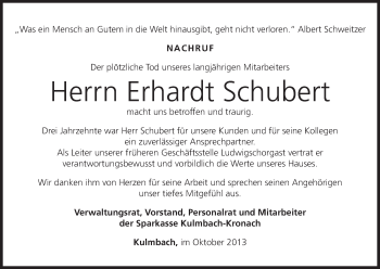 Anzeige von Erhardt Schubert von MGO