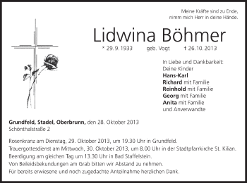 Anzeige von Lidwina Böhmer von MGO