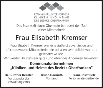 Anzeige von Elisabeth Kremser von MGO