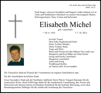 Anzeige von Elisabeth Michel von MGO