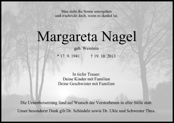 Anzeige von Margareta Nagel von MGO