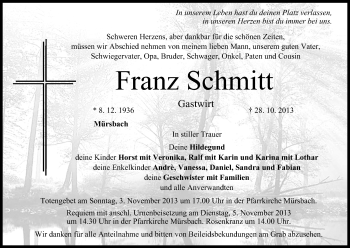 Anzeige von Franz Schmitt von MGO