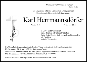 Anzeige von Karl Herrmannsdörfer von MGO
