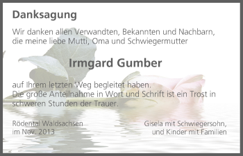 Anzeige von Irmgard Gumber von MGO
