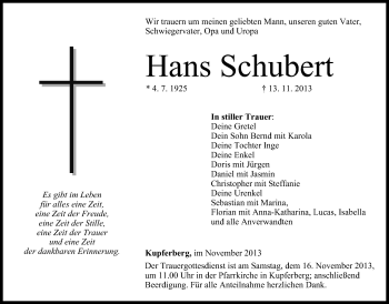 Anzeige von Hans Schubert von MGO