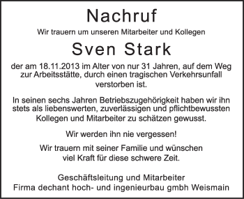 Anzeige von Sven Stark von MGO