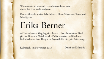Anzeige von Erika Berner von MGO