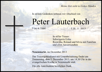 Anzeige von Peter Lauterbach von MGO