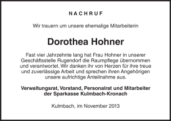 Anzeige von Dorothea Hohner von MGO