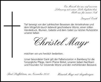 Anzeige von Christel Mayr von MGO