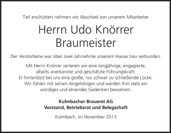 Anzeige von Udo Knörrer von MGO