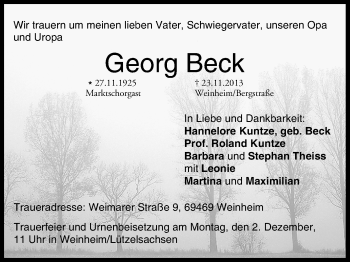 Anzeige von Georg Beck von MGO