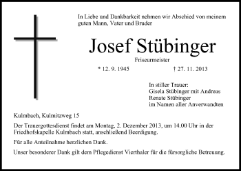 Anzeige von Josef Stübinger von MGO