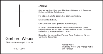 Anzeige von Gerhard Weber von MGO
