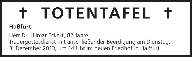  Traueranzeige für Totentafel vom 02.12.2013 vom 02.12.2013 aus MGO