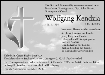 Anzeige von Wolfgang Kendzia von MGO