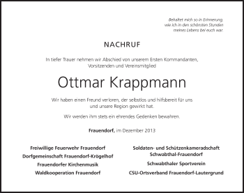 Anzeige von Ottmar Krappmann von MGO