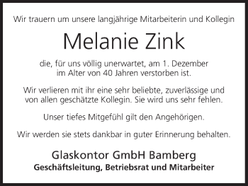 Anzeige von Melanie Zink von MGO