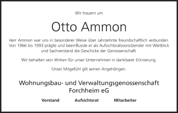 Anzeige von Otto Ammon von MGO