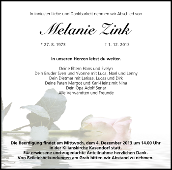 Anzeige von Melanie Zink von MGO