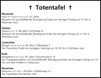 Anzeige von Totentafel vom 06.12.2013 von MGO