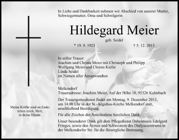 Anzeige von Hildegard Meier von MGO