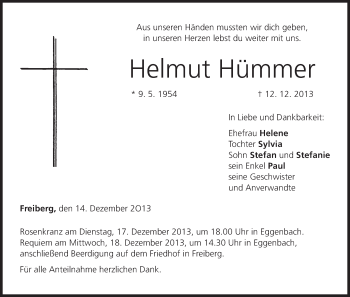 Anzeige von Helmut Hümmer von MGO