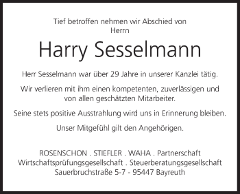Anzeige von Harry Sesselmann von MGO