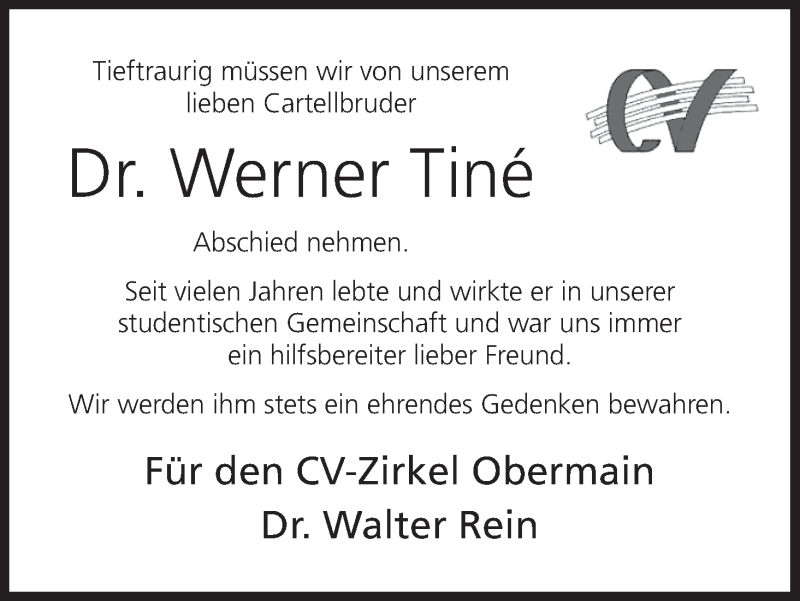  Traueranzeige für Werner Tiné vom 17.12.2013 aus MGO