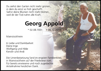 Anzeige von Georg Appold von MGO