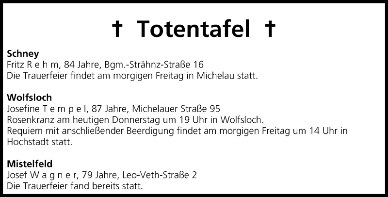  Traueranzeige für Totentafel vom 19.12.2013 vom 19.12.2013 aus MGO